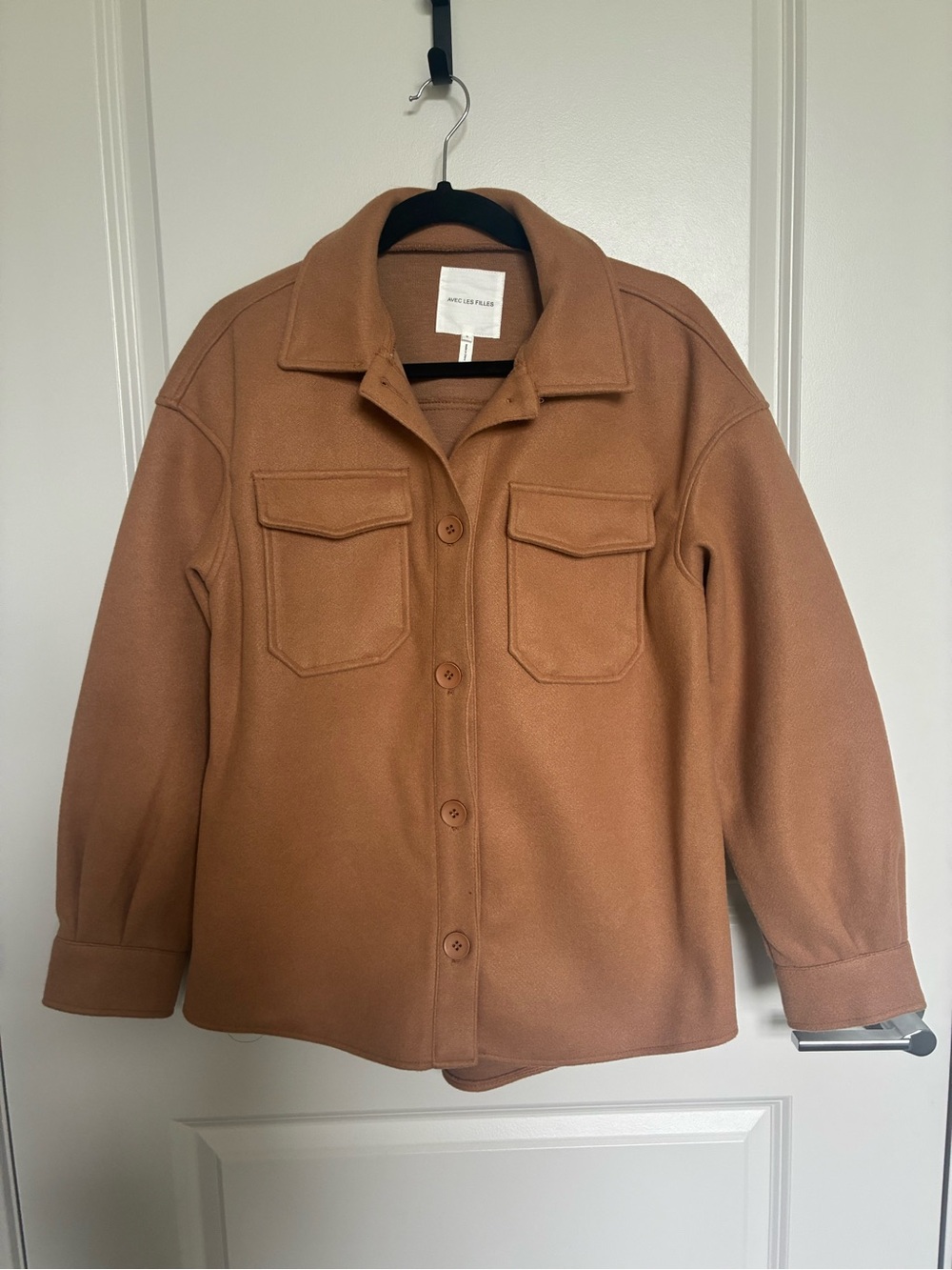 Avec Les Filles Camel Utility Shacket Jacket